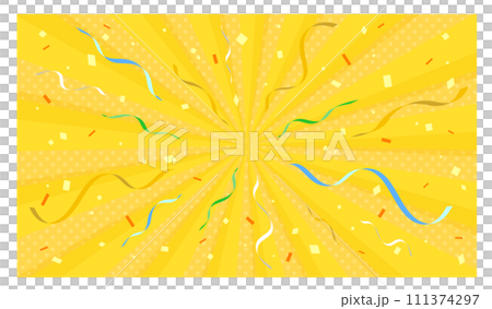 Sunburst background with ribbons and confetti Sunburst background with ribbons and confetti 111374297