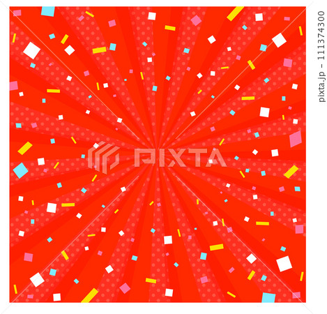 紙吹雪が舞うサンバースト背景 111374300