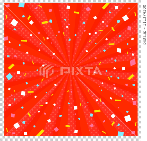 紙吹雪が舞うサンバースト背景 111374300