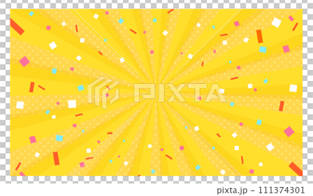 Sunburst background with flying confetti Sunburst background with flying confetti 111374301