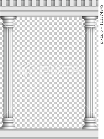 寺廟石柱（中世紀歐式建築）插圖（透明背景/PNG）|海報垂直尺寸 111374945