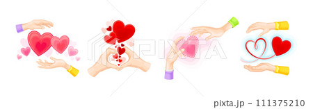 Human Hand with Heart as Love Symbol Vector Set Human Hand with Heart as Love Symbol Vector Set 111375210