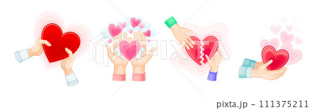 Human Hand with Heart as Love Symbol Vector Set Human Hand with Heart as Love Symbol Vector Set 111375211