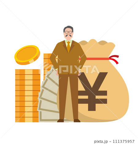 お金持ちと日本円のイラスト お金持ちと日本円のイラスト 111375957