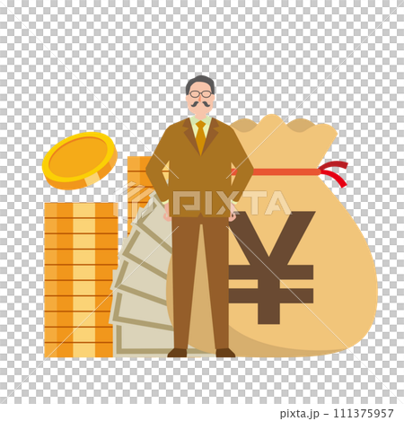 お金持ちと日本円のイラスト お金持ちと日本円のイラスト 111375957
