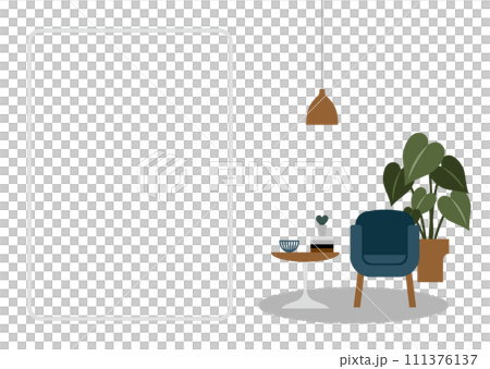 blue chair, lighting and frame 111376137