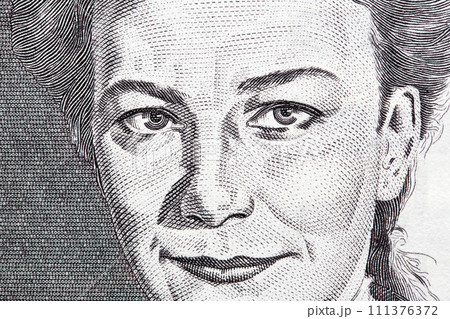 Ivana Kobilca a closeup portrait from Slovenian money Ivana Kobilca a closeup portrait from Slovenian money 111376372