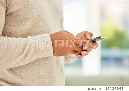 Social media hands, phone texting and man digital contact, communication and smartphone technology. Closeup person typing, mobile 5g web and reading apps, internet connection in online notification Social media hands, phone texting and man digital contact, communication and smartphone technology. Closeup person typing, mobile 5g web and reading apps, internet connection in online notification 111376454