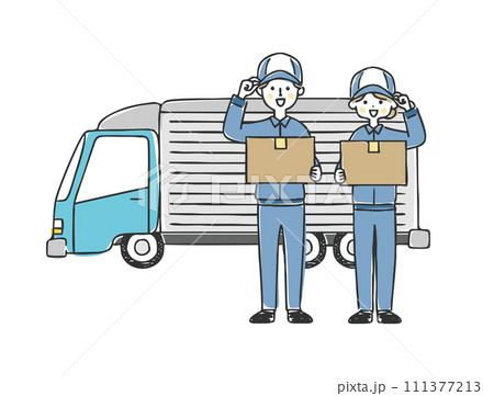 荷物を届ける宅配業者 111377213