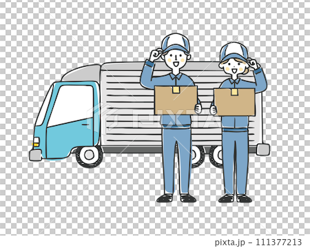 荷物を届ける宅配業者 111377213