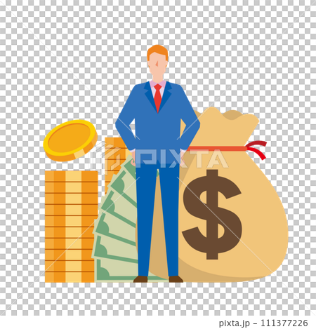 お金持ちと米ドルのイラスト 111377226