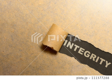 Ripped paper with integrity text Ripped paper with integrity text 111377288