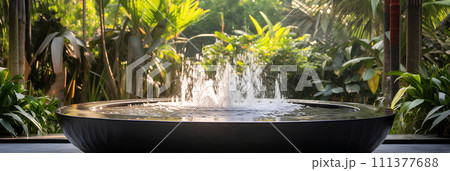 Illustration of water garden decoration in...のイラスト素材 [111377688] - PIXTA