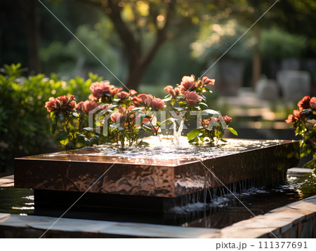Illustration of water garden decoration in...のイラスト素材 [111377691] - PIXTA