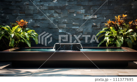 Illustration of water garden decoration in...のイラスト素材 [111377695] - PIXTA