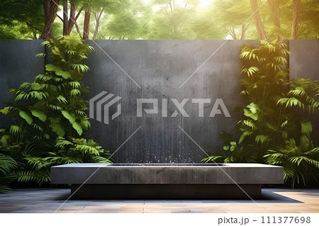 Illustration of water garden decoration in...のイラスト素材 [111377698] - PIXTA