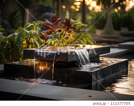Illustration of water garden decoration in...のイラスト素材 [111377705] - PIXTA