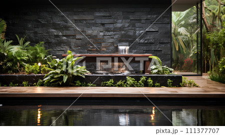 Illustration of water garden decoration in...のイラスト素材 [111377707] - PIXTA