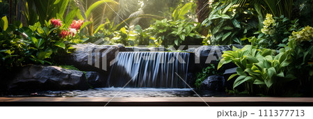 Illustration of water garden decoration in...のイラスト素材 [111377713] - PIXTA
