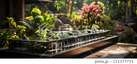 Illustration of water garden decoration in...のイラスト素材 [111377715] - PIXTA