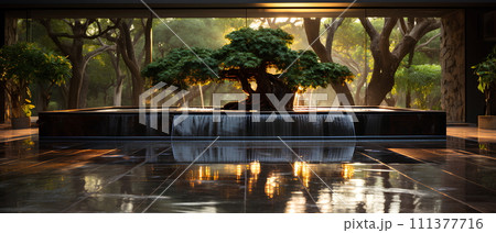 Illustration of water garden decoration in...のイラスト素材 [111377716] - PIXTA
