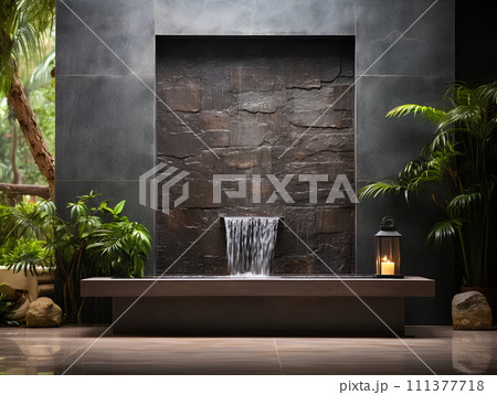 Illustration of water garden decoration in...のイラスト素材 [111377718] - PIXTA