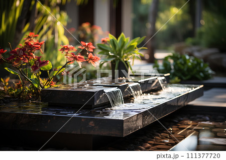 Illustration of water garden decoration in...のイラスト素材 [111377720] - PIXTA