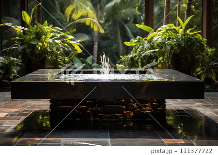 Illustration of water garden decoration in...のイラスト素材 [111377722] - PIXTA