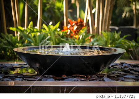 Illustration of water garden decoration in...のイラスト素材 [111377725] - PIXTA