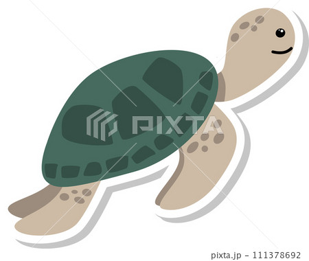 Cute cartoon turtle sticker design 111378692