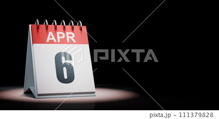 April 6 Calendar Spotlighted on Black Background April 6 Calendar Spotlighted on Black Background 111379828