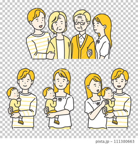 diverse families vector lineart illustration diverse families vector lineart illustration 111380663