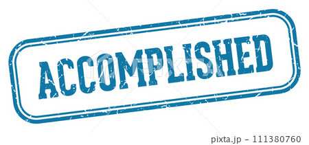 accomplished stamp. accomplished rectangular stamp on white background 111380760