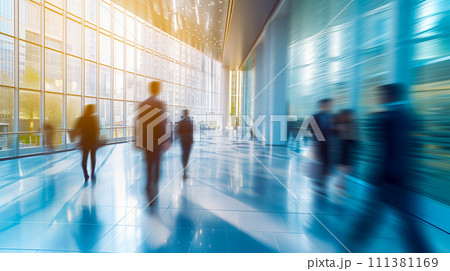 モダンな現代風オフィス。リラックスできる仕事環境のイメージ。ボケ写真。 モダンな現代風オフィス。リラックスできる仕事環境のイメージ。ボケ写真。 111381169