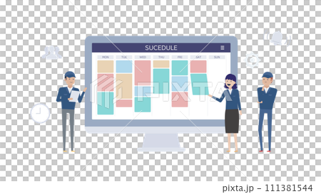 製造業向け工数管理ツールを導入した作業員達 製造業向け工数管理ツールを導入した作業員達 111381544