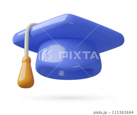Blue Graduation Cap 3d realistic vector illustration ceremony student hat three dimensional icon Blue Graduation Cap 3d realistic vector illustration ceremony student hat three dimensional icon 111381684