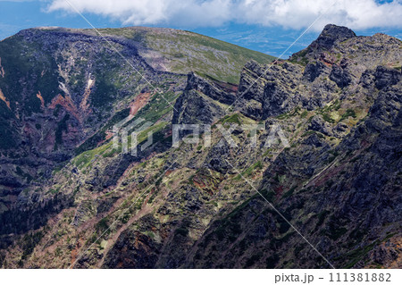 八ヶ岳連峰・赤岳山頂から見る横岳と硫黄岳 111381882