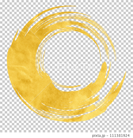 金色筆刷圓形（使用 Firefly 產生的紋理） 111381924