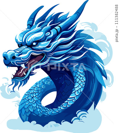 Blue dragon, PNG file, isolated on tranparent background, Generative AI 111382488