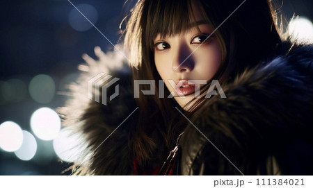 カメラ目線で見る女性 111384021