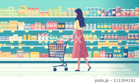 買い物をする若い女性 111384292