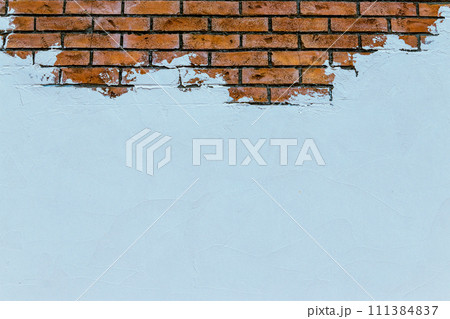 煉瓦とモルタル造形の壁の背景素材 111384837