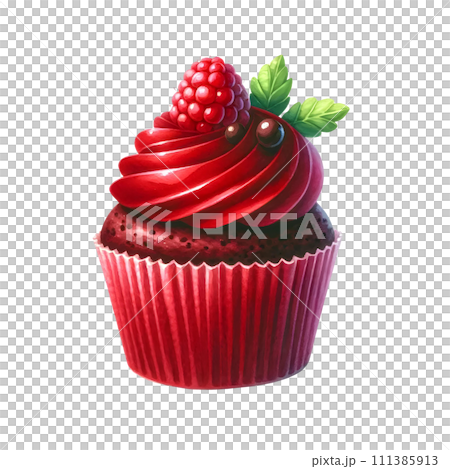 Chocolate cupcake with berry 111385913