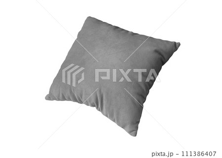 Decorative gray rectangular pillow for sleeping and resting isolated on white background Decorative gray rectangular pillow for sleeping and resting isolated on white background 111386407