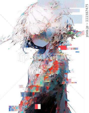 グリッチエフェクトとともに消えそうな少女 グリッチエフェクトとともに消えそうな少女 111387475