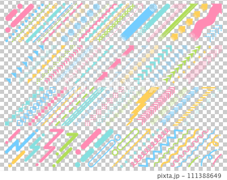 カラフルな右上がりの線と矢印の飾りセット 111388649