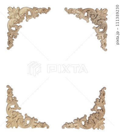 Wooden frame parts on white background 111389230