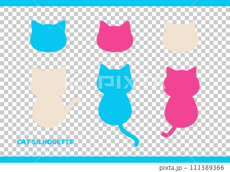 猫のシルエット素材 111389366