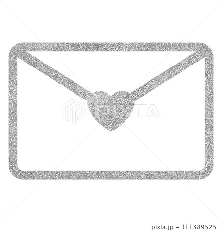 イラスト素材　手紙　ハート　シルバー 111389525