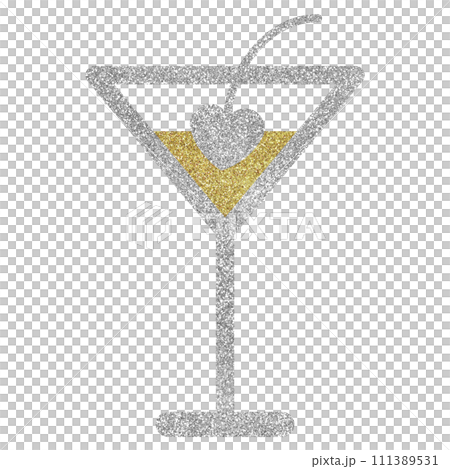 イラスト素材　カクテルとハート　シルバー　ゴールド 111389531